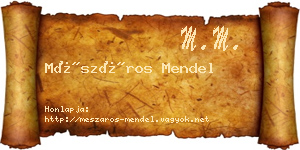Mészáros Mendel névjegykártya