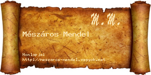 Mészáros Mendel névjegykártya